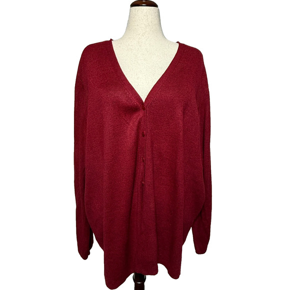 Maggie Barnes Cardigan Womens 3X Red Button Up Holiday Christmas Sweater Office - Picture 1 of 9